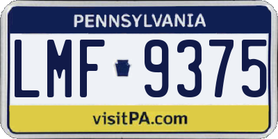 PA license plate LMF9375