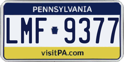 PA license plate LMF9377