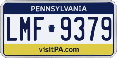PA license plate LMF9379