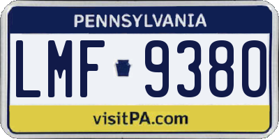 PA license plate LMF9380