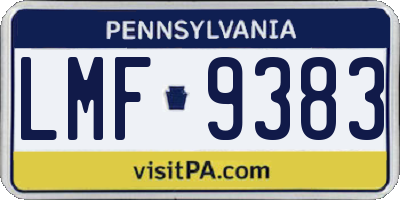 PA license plate LMF9383