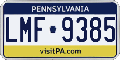 PA license plate LMF9385
