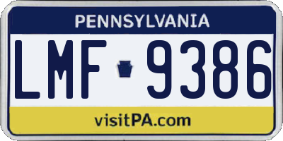 PA license plate LMF9386