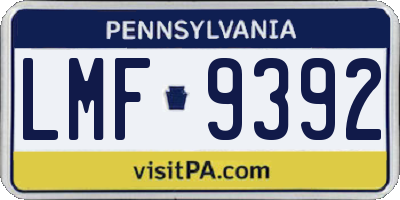 PA license plate LMF9392