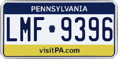PA license plate LMF9396