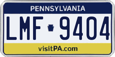 PA license plate LMF9404