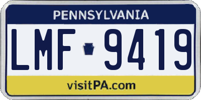 PA license plate LMF9419