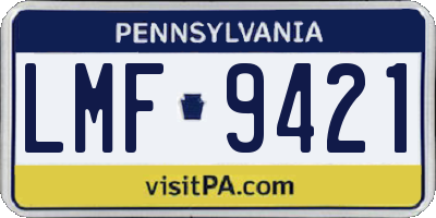 PA license plate LMF9421