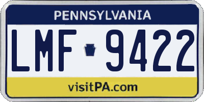 PA license plate LMF9422