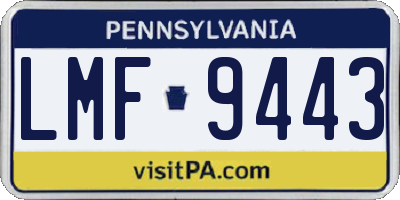 PA license plate LMF9443