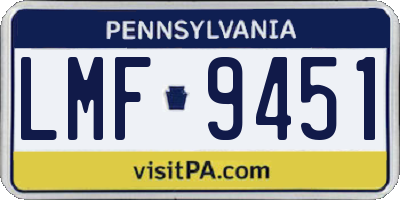 PA license plate LMF9451