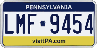 PA license plate LMF9454