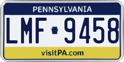 PA license plate LMF9458