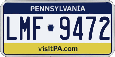 PA license plate LMF9472