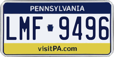 PA license plate LMF9496