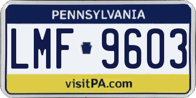 PA license plate LMF9603