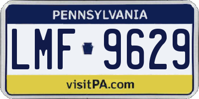 PA license plate LMF9629