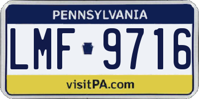 PA license plate LMF9716
