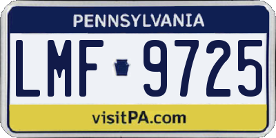 PA license plate LMF9725