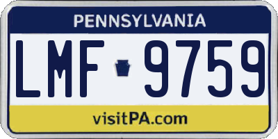 PA license plate LMF9759