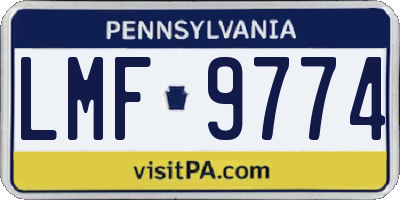 PA license plate LMF9774
