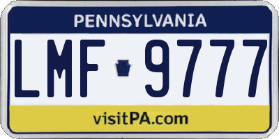 PA license plate LMF9777