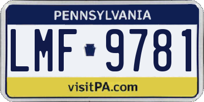 PA license plate LMF9781
