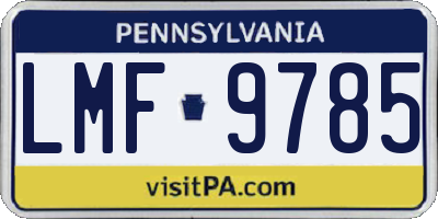 PA license plate LMF9785