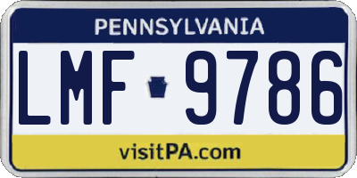 PA license plate LMF9786