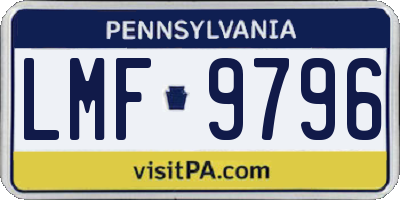 PA license plate LMF9796