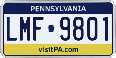 PA license plate LMF9801