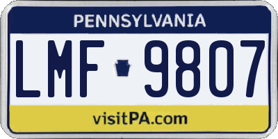PA license plate LMF9807