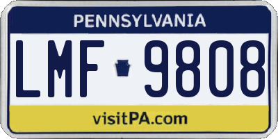 PA license plate LMF9808