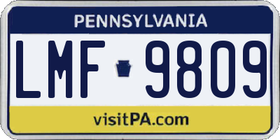 PA license plate LMF9809