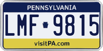 PA license plate LMF9815