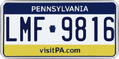 PA license plate LMF9816