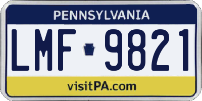 PA license plate LMF9821