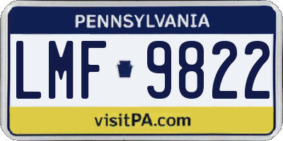 PA license plate LMF9822