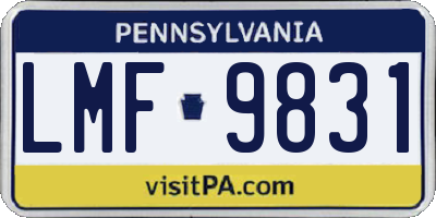 PA license plate LMF9831