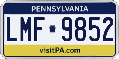 PA license plate LMF9852