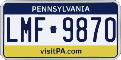 PA license plate LMF9870