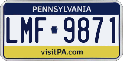 PA license plate LMF9871