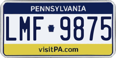 PA license plate LMF9875