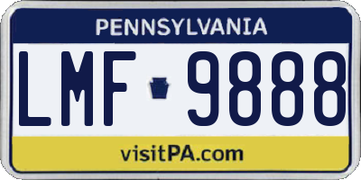PA license plate LMF9888