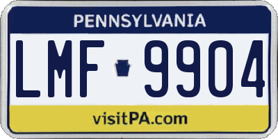 PA license plate LMF9904