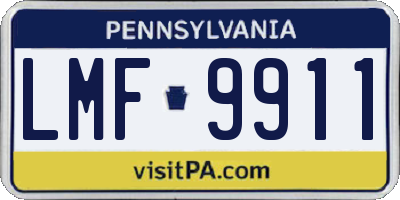 PA license plate LMF9911