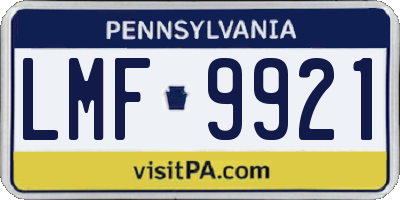 PA license plate LMF9921
