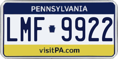 PA license plate LMF9922