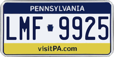 PA license plate LMF9925