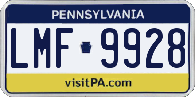 PA license plate LMF9928